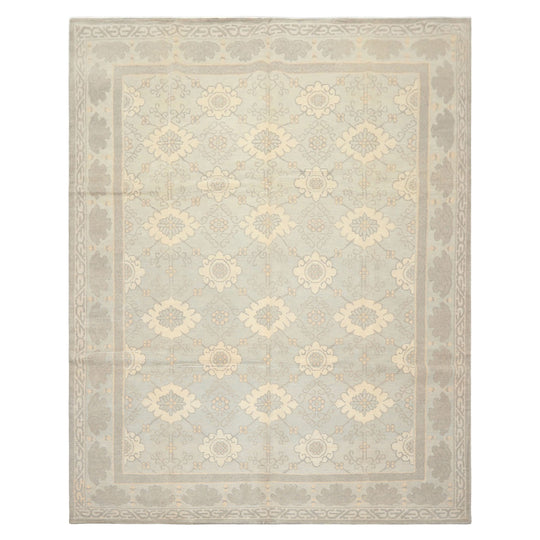 8x10 Hand Knotted Wool Seafoam, Gray Premium Tibetan Transitional Tibetano Designer Rug