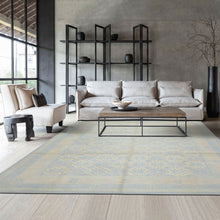 8x10 Hand Knotted Wool Blue, Ivory Premium Tibetan Transitional Tibetano Designer Rug