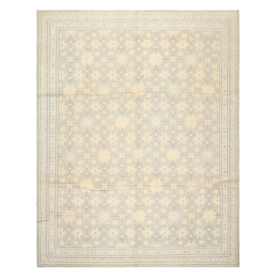 8x10 Hand Knotted Wool Gray, Ivory Premium Tibetan Transitional Tibetano Designer Rug