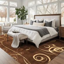 8x10 Hand Knotted Wool & Pure Silk Brown, Gold Premium Tibetan Modern & Contemporay Tibetano Designer Rug