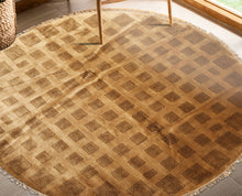 8' Round Tan, Brown, Color Hand Knotted Tibetan New Zealand Wool Modern & Contemporary Oriental Rug