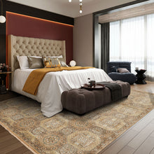 8x10 Beige, Tan, Turqoiuse Color Hand Knotted Bakhtiari Wool & Silk Transitional Oriental Rug