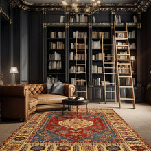 8x10 Rust, Light Gold, Blue Color Hand Knotted Oushak Wool Transitional Oriental Rug