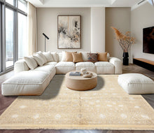 8x10 Ivory, Tan, Color Hand Knotted Tibetan Wool & Bamboo Silk Traditional Oriental Rug