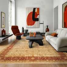 8x10 Beige, Burnt Orange, Mint Color Hand Knotted Agra New Zealand Wool Transitional Oriental Rug