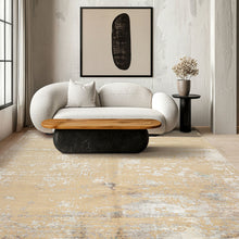 8x10 Ivory, Silver, Gray Color Hand Knotted Sherpa Tibetan Wool & Bamboo Silk Modern & Contemporary Oriental Rug