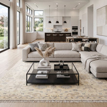 8x10 Ivory, Gray, Tan Color Hand Knotted Oushak Wool Traditional Oriental Rug