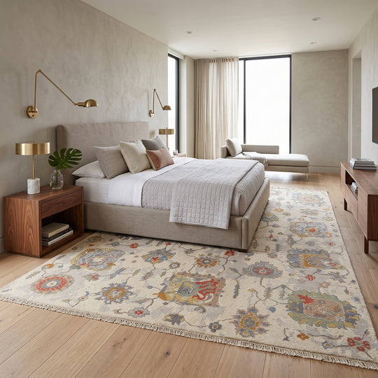 7'11''x9'10'' Hand Knotted Wool Beige, Gray Soumak Traditional Arts & Crafts Reversible Rug