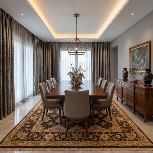 8x9'10'' Hand Knotted Wool Chocolate, Gold Soumak Traditional Arts & Crafts Reversible Rug