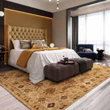 8x10 Gold, Tan, Beige Color Hand Knotted Agra Wool Transitional Oriental Rug