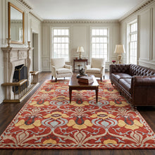 8x10 Burnt Orange, Aqua, Gray Color Hand Knotted Tibetan Wool Traditional Oriental Rug