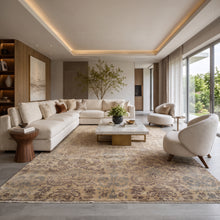 8x10 Beige, Taupe, Slate Color Hand Knotted Oushak Wool Transitional Oriental Rug