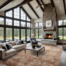 Multi Size Mocha Aqua Color Hand Knotted Tibetan Wool & silk Transitional Oriental Rug