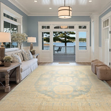 8x10 Seafoam, Beige, Ivory Color Hand Knotted Khotan Wool Transitional Oriental Rug