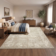 8x10 Tone on Tone Gray, , Color Hand Knotted Oushak Wool & Bamboo Silk Traditional Oriental Rug