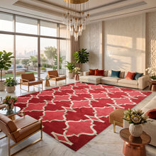 9x12 Red, Rose, Mint Color Hand Loomed Tibetan Wool Transitional Oriental Rug