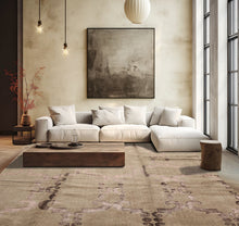 8x10 Gray, Taupe, Color Hand Loomed Tibetan Wool & Bamboo Silk Transitional Oriental Rug