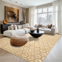8x10 Tone on Tone Beige, , Color Hand Loomed Tibetan Wool & Bamboo Silk Transitional Oriental Rug