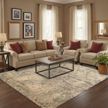 8' Square Beige, Gray, Taupe Color Hand Knotted Tibetan Wool Transitional Oriental Rug