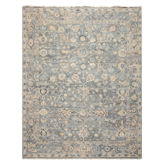 7'10''x9'9'' Hand Knotted Wool Rug Slate, Blue Traditional Oushak