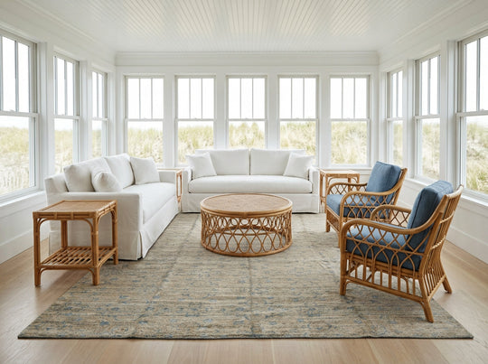 9x11'10'' Hand Loomed Wool Rug Gray, Beige Transitional Tibetan Rug