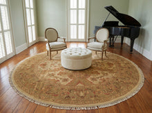 8 Round Tan, Sage, Rust Color Hand Knotted Soumak Wool Traditional Oriental Rug