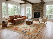 6x9 Beige, Peach, Blue Color Hand Knotted Oushak Wool Traditional Oriental Rug
