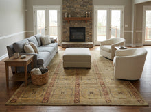 8x10 Moss, Gold, Blush Color Hand Knotted Tibetan Wool Transitional Oriental Rug
