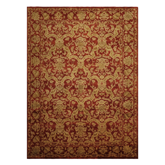8'8''x11'9'' Hand Knotted Wool Rug Burnt Orange, Gold Transitional Jaipur Botanical Rug