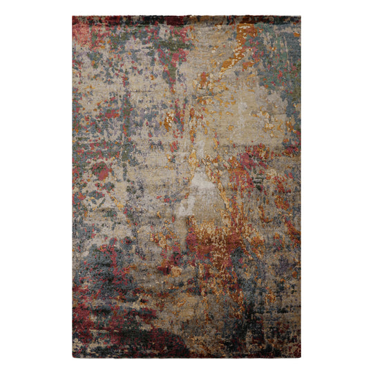6x8'11'' Hand Knotted Bamboo Silk Rug Gray Lavender Modern Sherpa