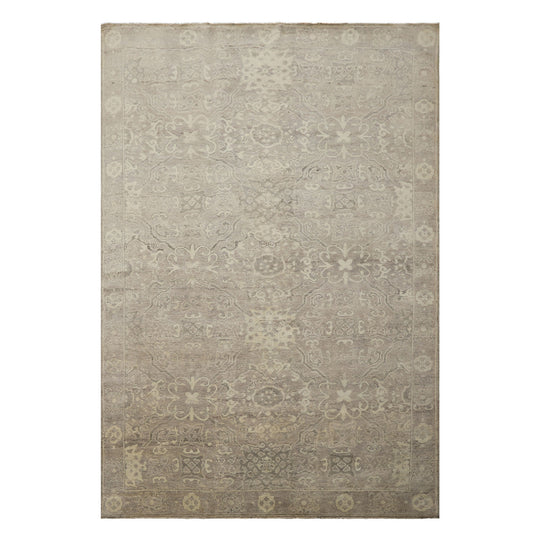 6x8'8'' Hand Loomed Wool Rug Taupe Beige Traditional Oushak
