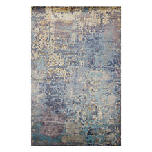 6x9 Turquoise, Lavender, Beige Color Hand Knotted Sherpa Bamboo Silk Modern Oriental Rug