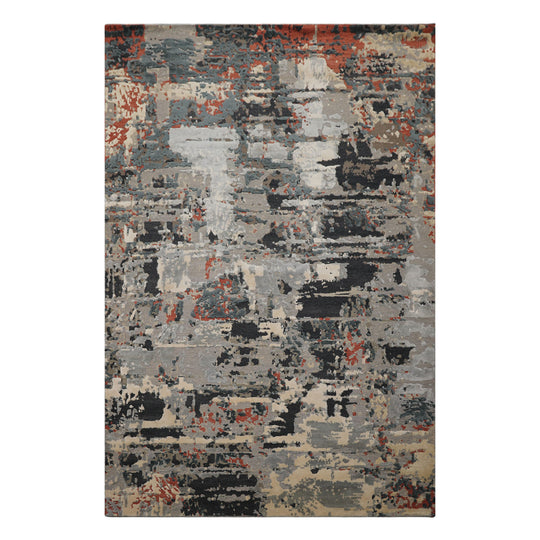 6x9 Hand Knotted Wool Rug Gray Charcoal Modern Sherpa Abstract