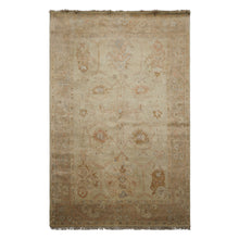 6x9 Beige, Tan, Rust Color Hand Knotted Oushak Wool Traditional Oriental Rug