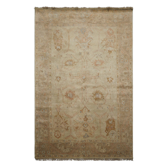5'7''x8'8'' Hand Knotted Wool Rug Beige Tan Traditional Oushak