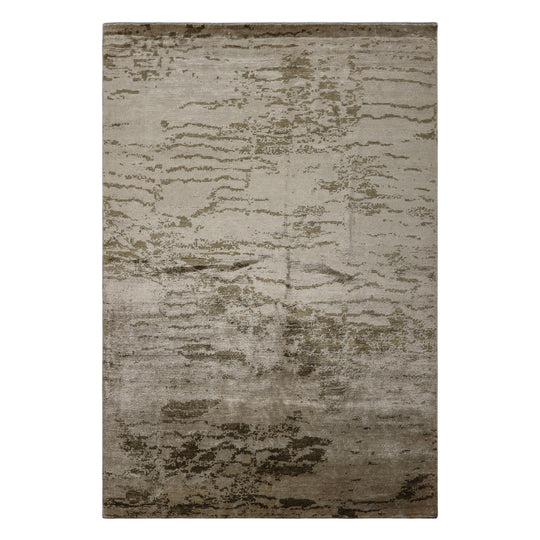 6x8'10'' Hand Knotted Bamboo Silk Rug Beige Tan Modern Sherpa High Sheen