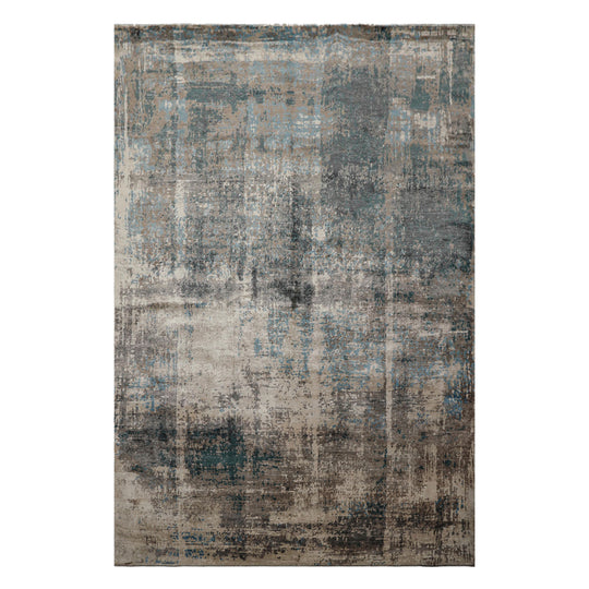 5'11''x8'10'' Hand Knotted Bamboo Silk Rug Beige Taupe Modern Sherpa