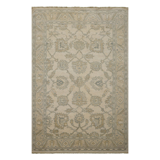 6x9 Hand Knotted Wool Rug Beige Slate Traditional Oushak