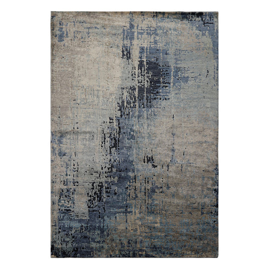 6'1''x8'10'' Hand Knotted Bamboo Silk Rug Taupe Gray Modern Sherpa Abstract