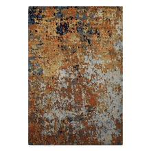 6x9 Burnt Orange, Brown, Moss Color Hand Knotted Sherpa Wool Modern Oriental Rug
