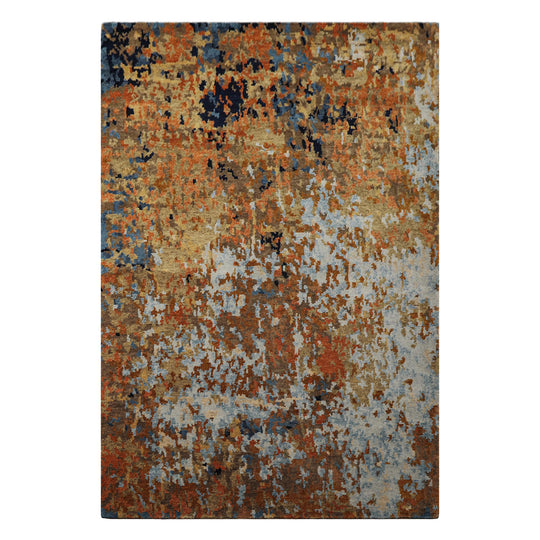6'1''x8'9'' Hand Knotted Wool Rug Burnt Orange Brown Modern Sherpa Abstract