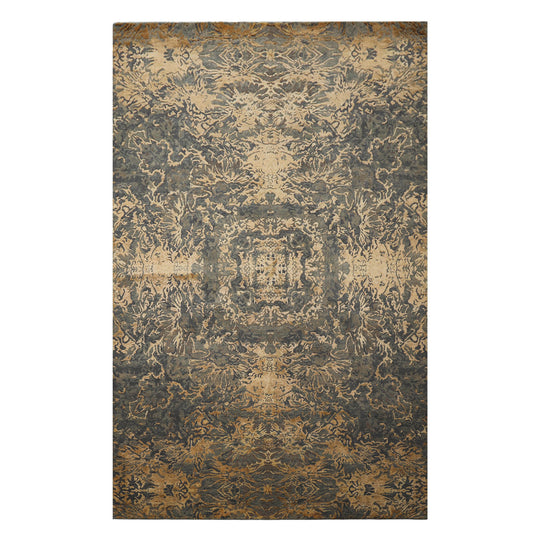 5'11''x9'3'' Hand Knotted Bamboo Silk & Wool Rug Gray Slate Modern Sherpa Abstract