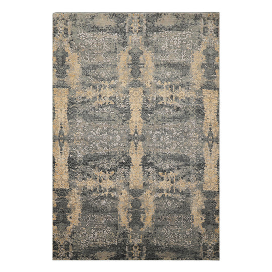 6x9 Hand Knotted Bamboo Silk & Wool Rug Gray Taupe Modern Sherpa Abstract