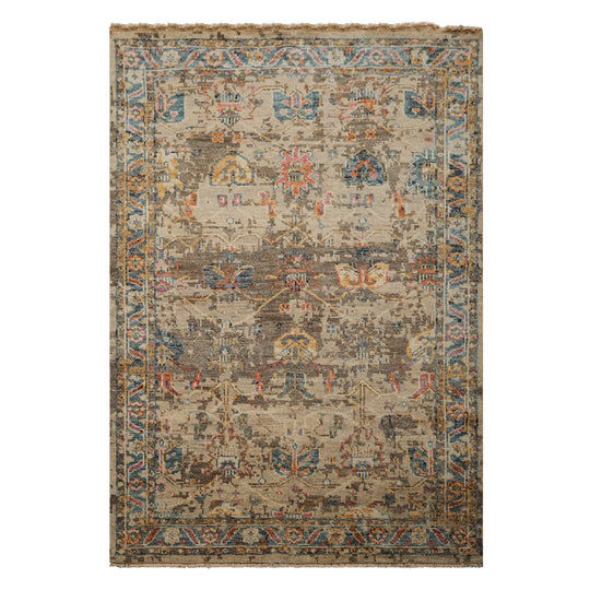 6'3''x9 Hand Knotted Wool Arts & Crafts Rug Beige Brown Traditional Oushak