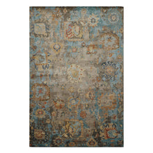6x9 Brown, Turquoise, Beige Color Hand Knotted Oushak Wool Transitional Oriental Rug