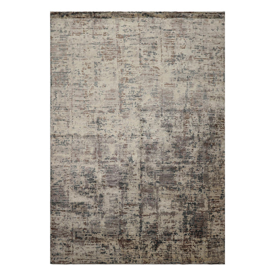6x8'8'' Hand Knotted Bamboo Silk Rug Beige Taupe Modern Sherpa Abstract