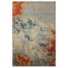 6x9 Beige, Aqua, Coral Color Hand Knotted Oushak Wool Modern Oriental Rug