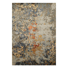 6x9 Gray, Gold, Blue Color Hand Knotted Sherpa Bamboo Silk & Wool Modern Oriental Rug