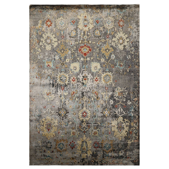 6x8'9'' Hand Loomed Bamboo Silk Arts & Crafts Rug Taupe Brown Traditional Sherpa