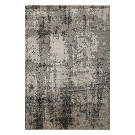 6x8'9'' Hand Knotted Bamboo Silk Rug Beige Taupe Modern Sherpa Abstract